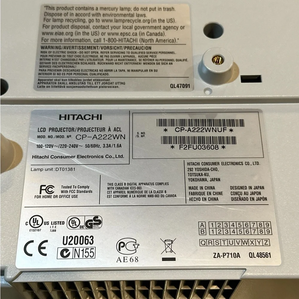 Hitachi CP-A222WN Ultra Short-Throw 3LCD Projector | HDMI CABLES | Tested Sharp